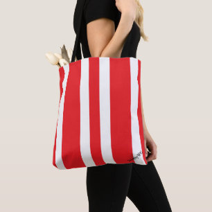 Tote Bolsa de Ombro em Tecido - Vermelho e Branco - HAM