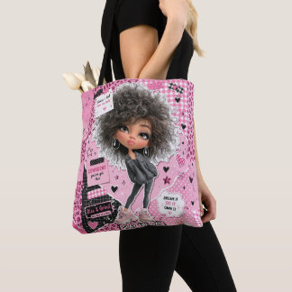 Tote Bolsa de ombro estética com colagem de boneca rosa