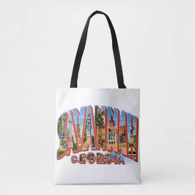 Tote Bolsa de ombro Vintage Savannah Geórgia (Frente)