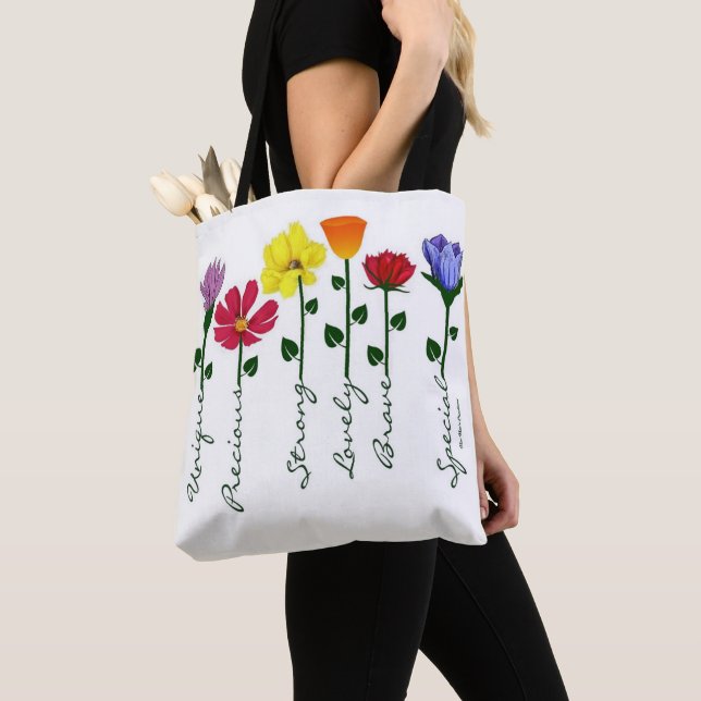 Tote Bolsa de Ombros - Palavras de flores selvagens (Close Up)