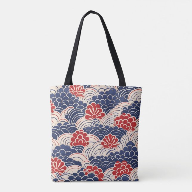 Tote Bolsa de Onda Japonês Tradicional (Verso)