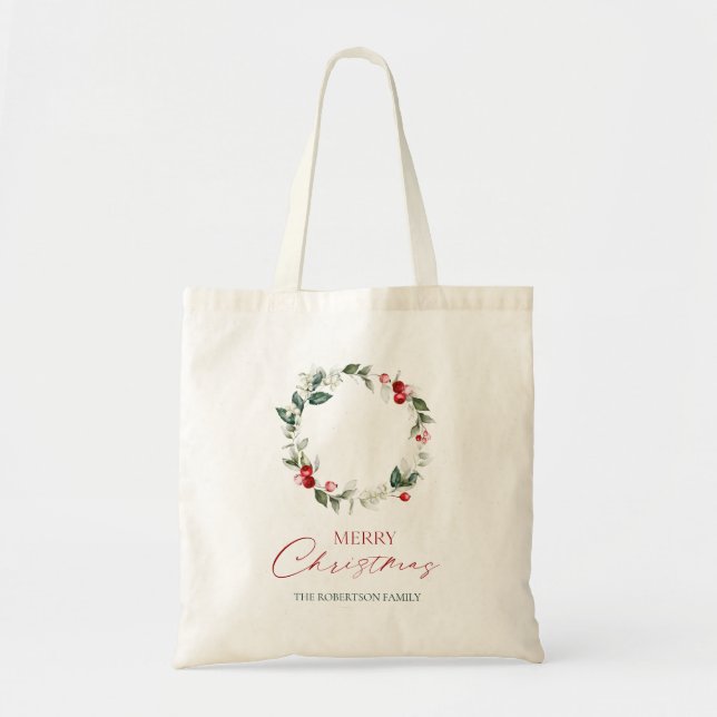 Tote Bolsa de Orçamento de Feliz Natal Personalizado (Frente)