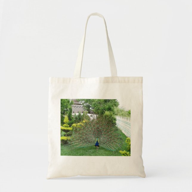Tote Bolsa de Orçamento de Foto do Jardim Peacock (Frente)