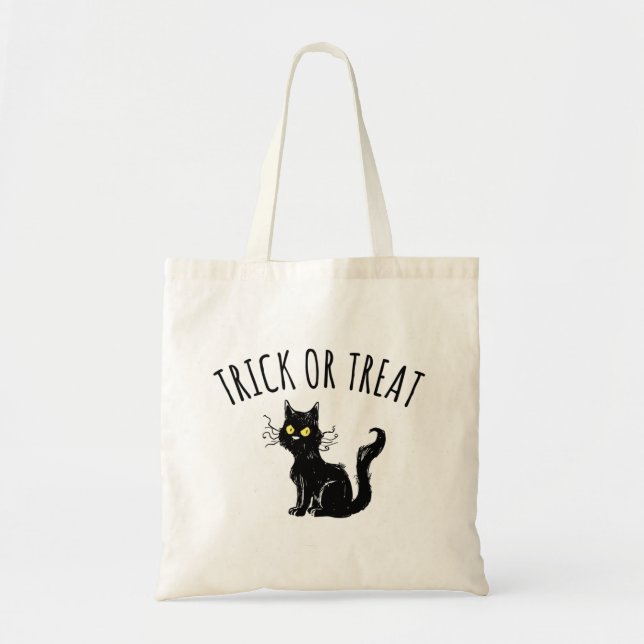 Tote Bolsa de Orçamento de Halloween de Gato Negro (Frente)