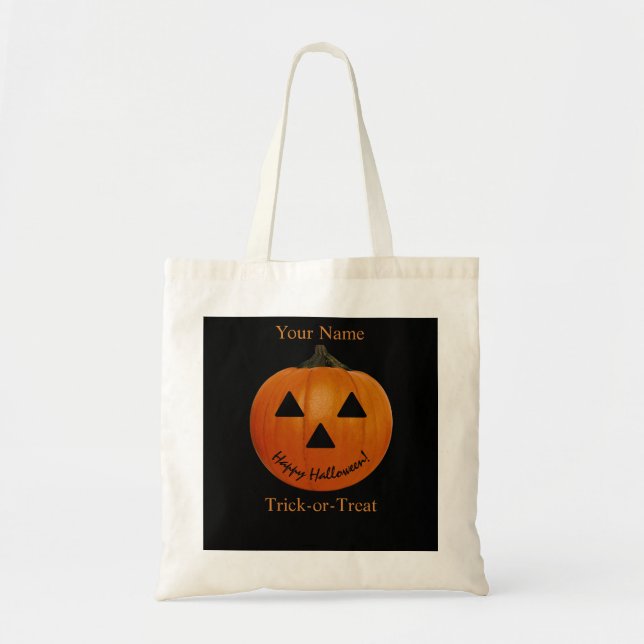 Tote Bolsa de Orçamento de Trick ou Tratat para o Hallo (Frente)