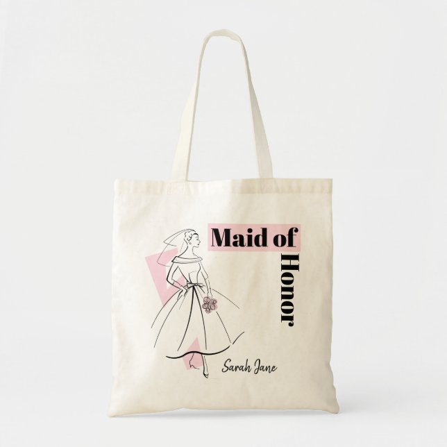 Tote Bolsa de orçamento do Nome da Madrinha de casament (Frente)