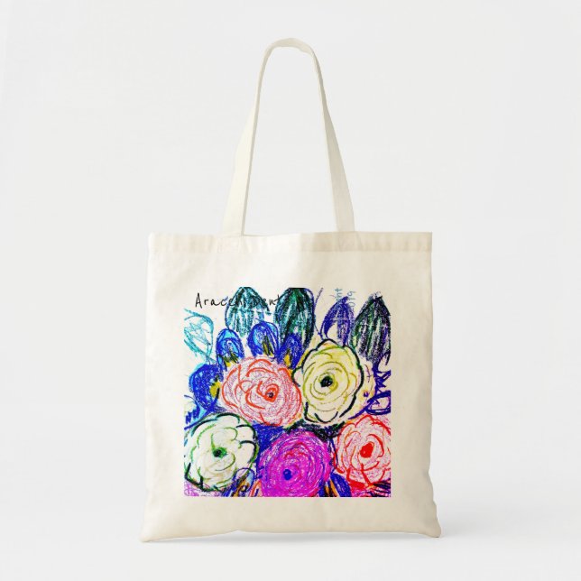 Tote Bolsa de orçamento Green e Orange Rosas, (Frente)