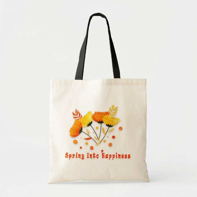 Tote Bolsa de orçamento ruim, Primavera para felicidade (Frente)