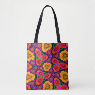 Tote Bolsa de Padrão de Buquê de margarida colorida