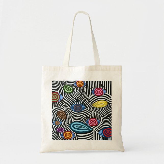 Tote Bolsa de Padrão de Onda Psicodélico - Abstrato de  (Frente)