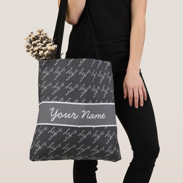 Tote Bolsa de padrão de tipografia aeróbia personalizad (Close Up)