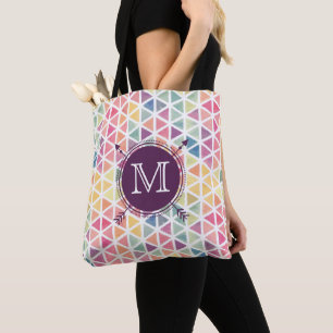 Tote Bolsa de padrão de triângulo de aquarela persona