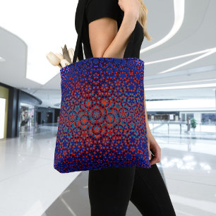 Tote Bolsa De Padrão Vermelho E Azul Negrito