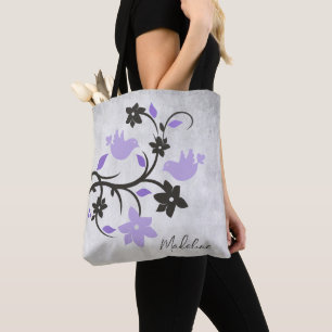Tote Bolsa de pássaros roxos