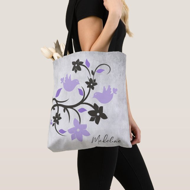 Tote Bolsa de pássaros roxos (Close Up)