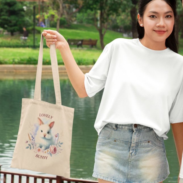 Tote Bolsa de Pastel Coelho Adorável - Design Cuta e Wh (Criador carregado)