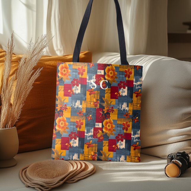 Tote Bolsa de Patches Russos com Folhas Florais e de Ou (Criador carregado)
