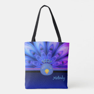 Tote Bolsa de Peacock Elétrico Puro e Azul