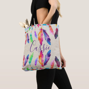 Tote Bolsa de penas Boho personalizada