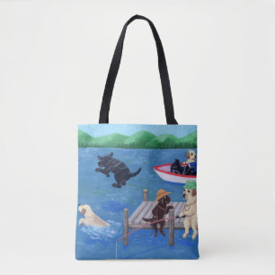 Tote Bolsa de pintura dos Labradores do Lake Fun