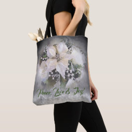 Tote Bolsa de Poinsettia de Natal Branco