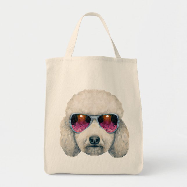 Tote Bolsa de Poodle Branco (Frente)