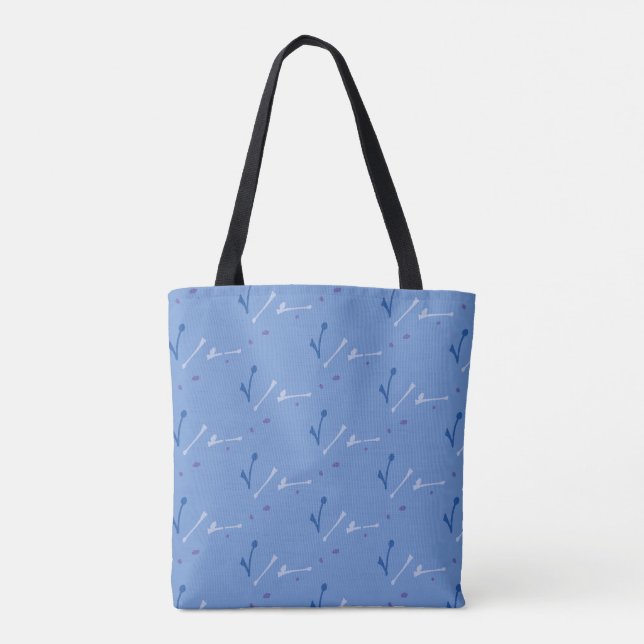 Tote Bolsa de Portas Gráficas Brancas e Azuis (Verso)