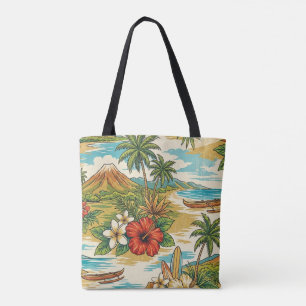 Tote Bolsa de Praia Brilhante da Ilha de Hibisco Havaia