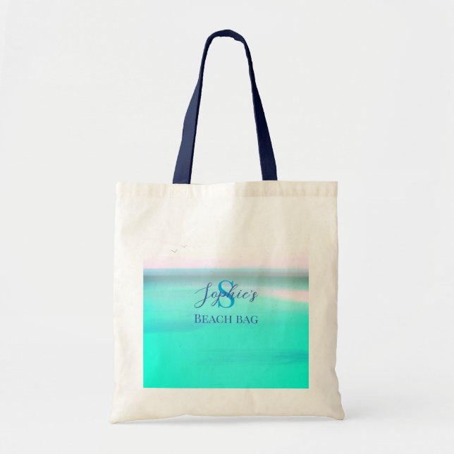 Tote Bolsa de praia com nome personalizável (Frente)