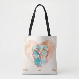 Tote Bolsa de Praia Coração de Chinelo de Ponta Cabeça