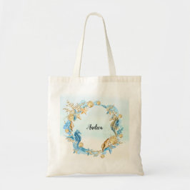 Tote Bolsa de praia costeira com conchas, Starfish