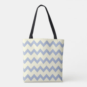 Tote Bolsa de Praia de Chevron Azul e Branco