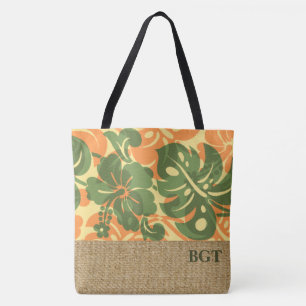 Tote Bolsa de praia de Hibiscus Monogramas Kalakaua Hav