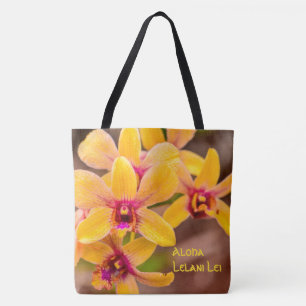 Tote Bolsa de praia de Monograma Havaiano da Orquídea A