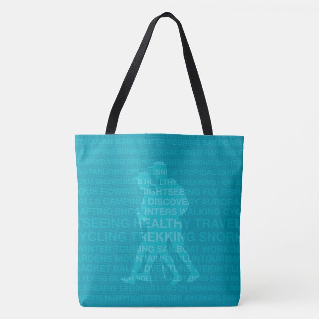 Tote Bolsa de praia de Palavras Turquesas de Trekking S (Frente)