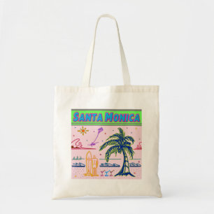 Tote bolsa de praia de surfistas "Papais noeis Monica"