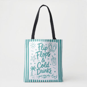 Tote Bolsa de Praia de Verão Chinelos e Bebidas Frias