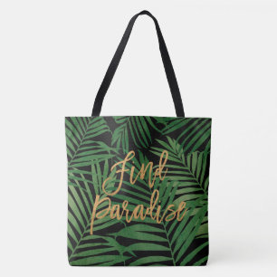 Tote Bolsa de praia do Paraíso Palm no Havaí - Preto