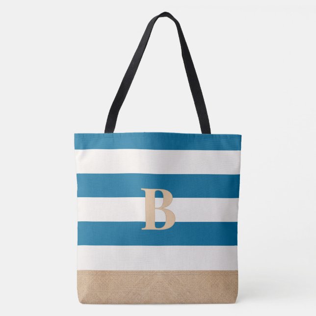 Tote Bolsa de praia Personalizada Monogramada Personali (Frente)