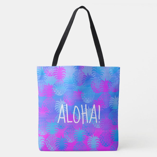 Tote Bolsa de praia Pukana Havaiana Aloha Pineapple Per (Frente)
