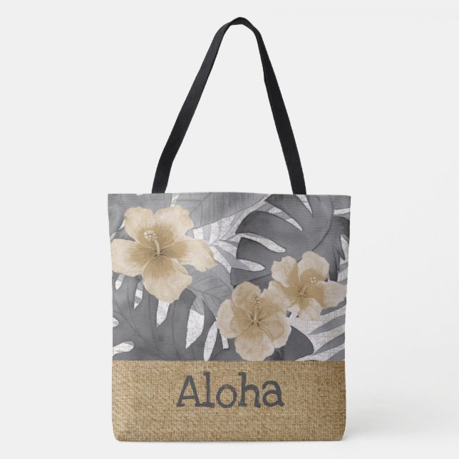 Tote Bolsa de praia reversa de Cinzas tropicais Luana W (Frente)