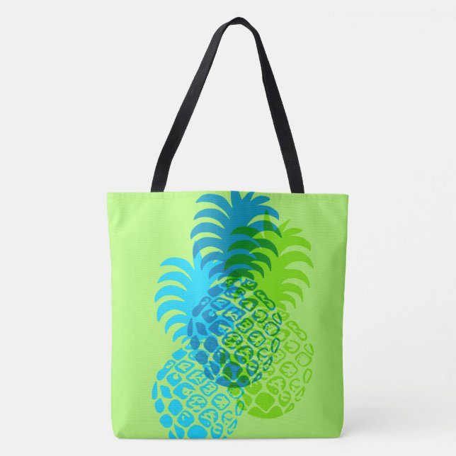 Tote Bolsa de praia Reversível Momona Pineapple Havaian (Frente)