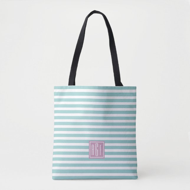 Tote Bolsa de pré-molho pastel listrado (Frente)