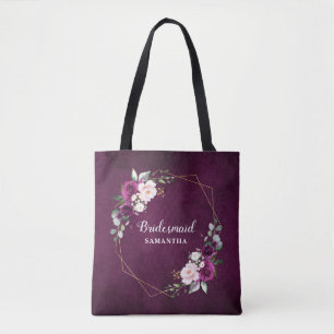 Tote Bolsa de presente de Bridesmaid, rosa, púrpura, Bl