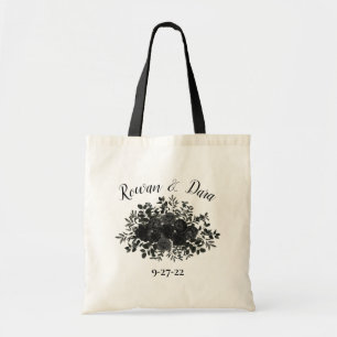 Tote Bolsa de presente Rosa gótico branco e preto