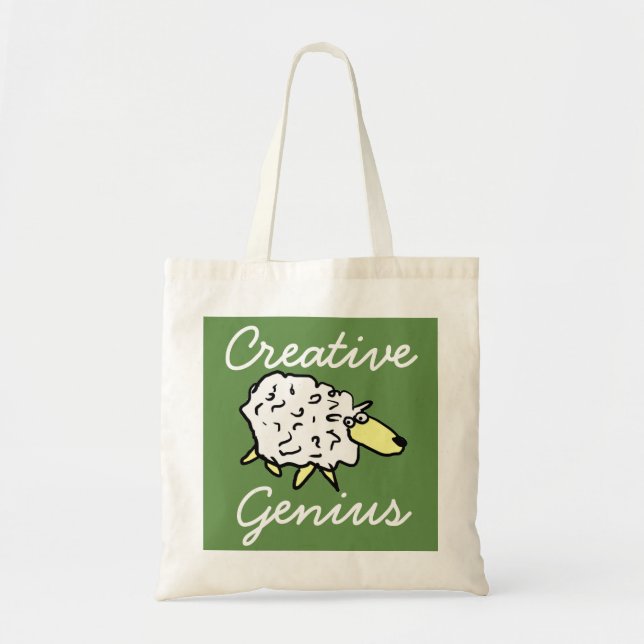 Tote Bolsa de Projeto de Artesanato de Ovelha "Gênio Cr (Frente)