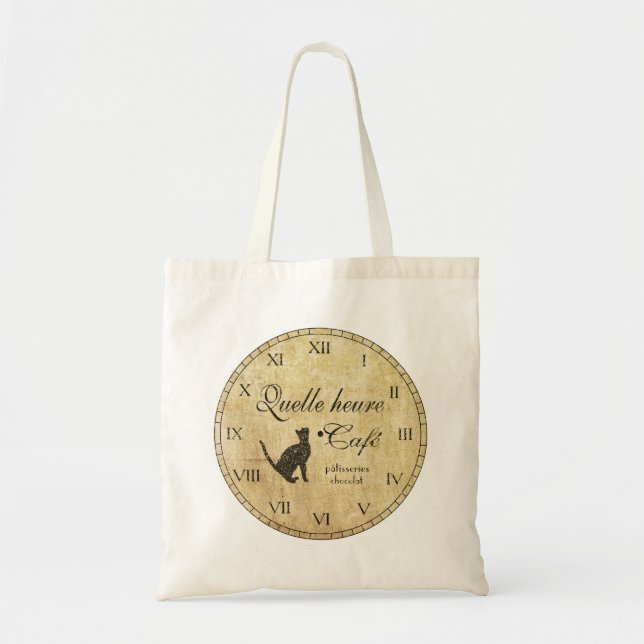 Tote Bolsa de Relógio de Café Francês (Frente)