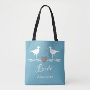 Tote Bolsa de sandálias de casamento de prata azul-poei