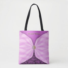 Tote Bolsa de Tecido com Ilusão de Joia Rosa Orquídea P