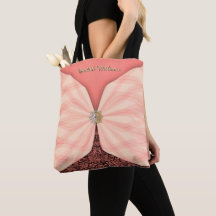 Bolsa de Tecido com Ilusão de Joia Rosa Personaliz